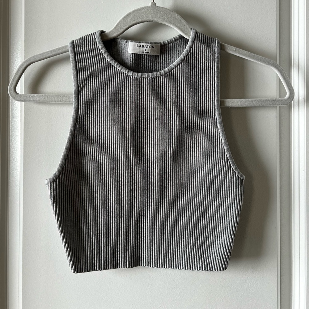Aritzia Gray Ribbed Crop Top
